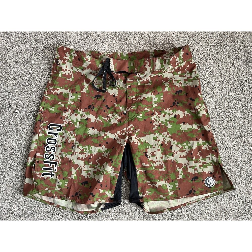 Crossfit Shorts Geometric Camo MMA Board Shorts Hook & Loop Closure Size 2XL